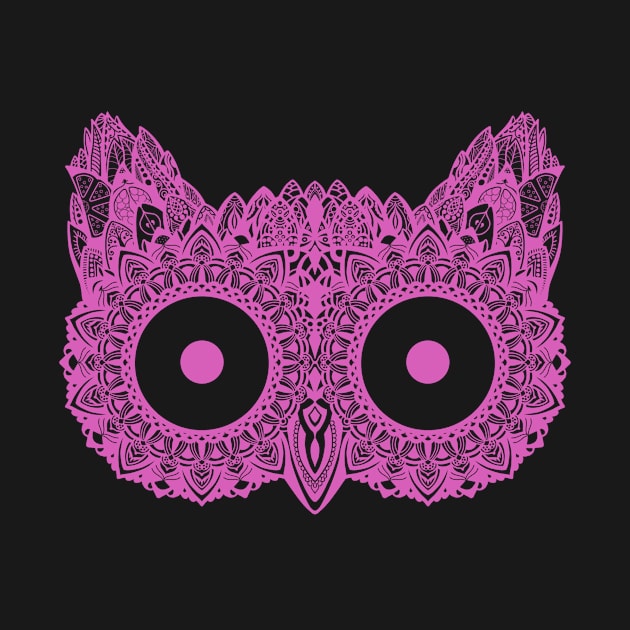 Mandala Owl Pink T-Shirt by KiraVermillion