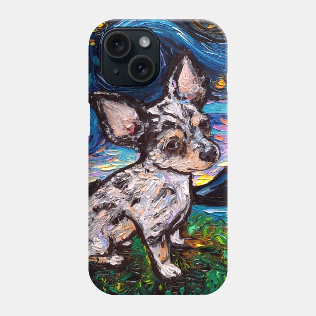 Teacup Merle Chihuahua Night Phone Case by sagittariusgallery