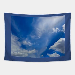 Fluffy white cloud shapes at blue sky. Tapestry