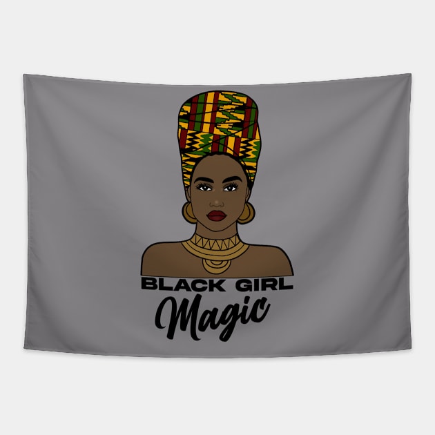 Black Girl Magic Black Queen Black Black History Month Gift Tapestry by JackLord Designs 