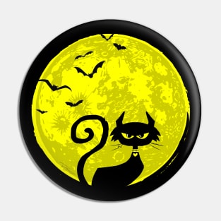 Full Moon Cat Pin