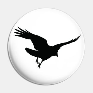 Flying Raven Black Bird Silhouette Pin