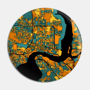 Jacksonville Map Pattern in Orange & Teal Pin