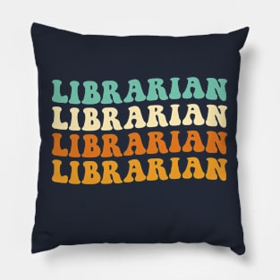 Funny Librarian Gift Retro Librarian Gift Groovy Librarian Pillow