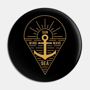 Sea Wind Wave Sun Linear design Pin