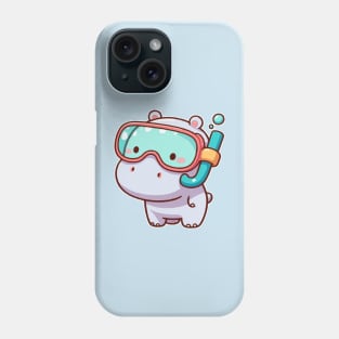 cute hippo snorkeling Phone Case