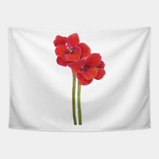 two orange Amaryllis flowers Tapestry by colorandcolor