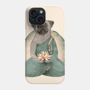 meditating pug with lotus flower 3 Phone Case