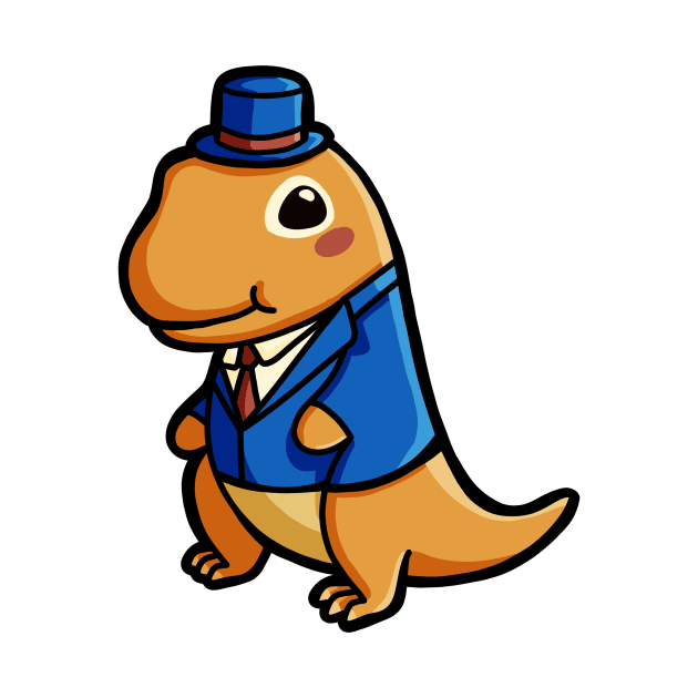 Cute T-Rex Gentleman Dino in Hat Dinosaur by hugadino