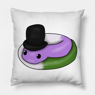 Genderqueer Snake in a top hat Pillow