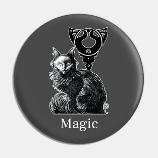 Magic Black Cat - White Outline Version - Magic Quote Pin