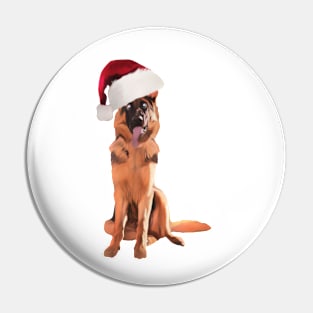 Funny German Shepherd With Santa Hat Pin