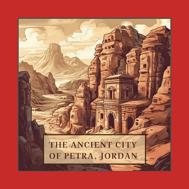 The Ancient City of Petra, Jordan handsome illustration by KOTYA