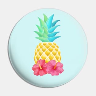 Pineapple and hibiscus flowers Pin