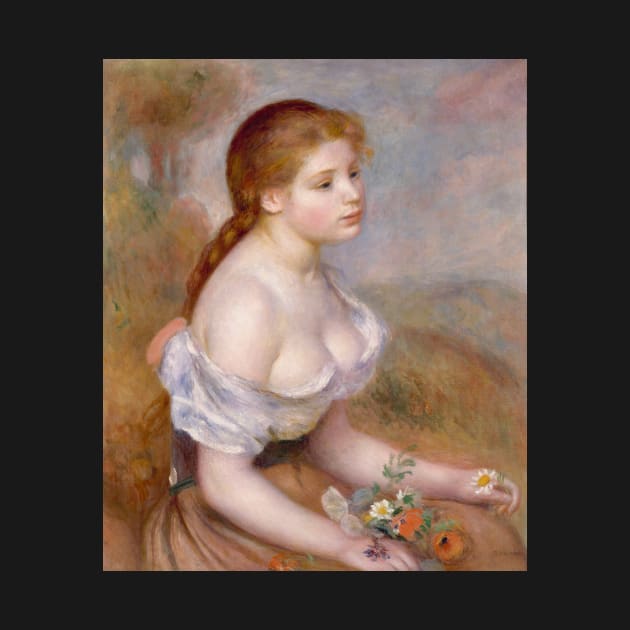 A Young Girl with Daisies by Auguste Renoir by Classic Art Stall