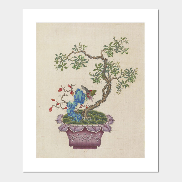 Vintage Chinese Bonsai Botanical Ink And Brush Painting Flowers And Birds Art Posters And Art Prints Teepublic Au
