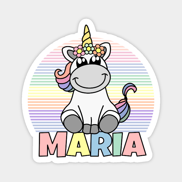 Maria First Name Cute Unicorn Rainbow Magnet by xsylx