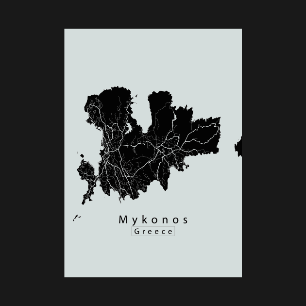 Mykonos Greece Island Map dark by Robin-Niemczyk