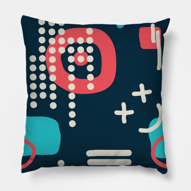 Modern hand draw colorful abstract seamless pattern Pillow by Olga Berlet