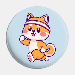 Cute Shiba Inu Running Cartoon Pin