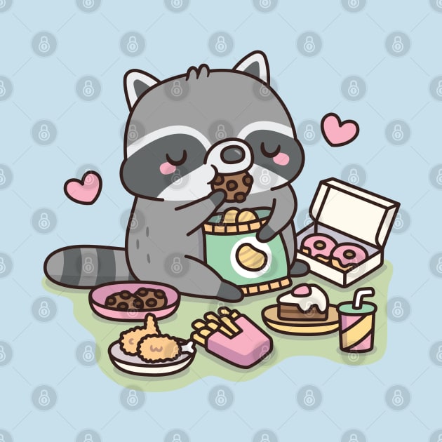 Cute Chubby Raccoon Loves Eating Junk Food by rustydoodle