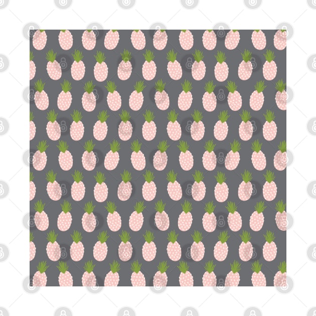 Pineapples Pink on Gray by Sandra Hutter Designs