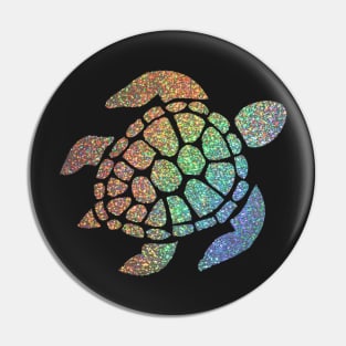 Holographic Rainbow Ombre Faux Glitter Turtle Pin