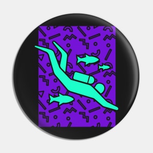 Rad 90s Scuba Diver Pattern Pin