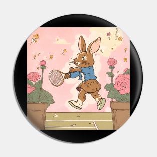 Rabbit Bunny Girl Loves Tennis Playing as the Best Tennis Player Pin