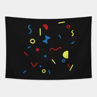 90s geometric pattern (black background) Tapestry