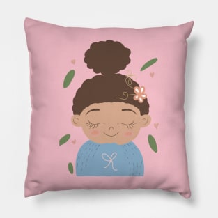 Adorable dreamy black girl Pillow