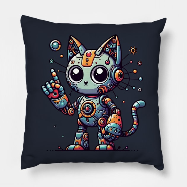 robot cat Pillow by EKLZR