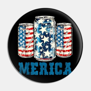 Beer American Flag Funny 4th Of July Merica USA Drinking Men Pin