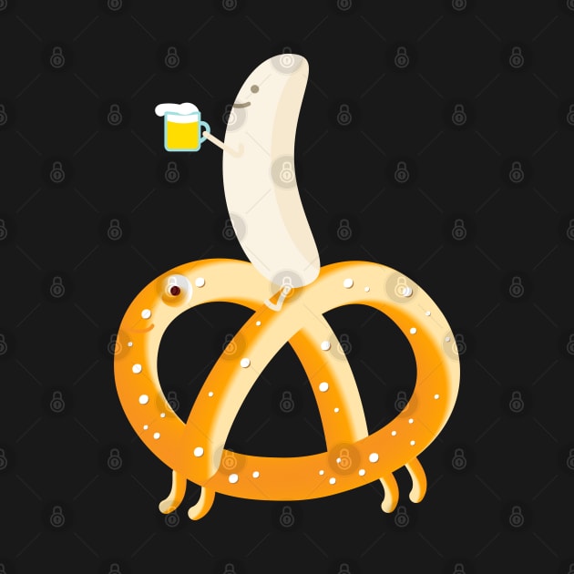 Pretzel, white sausage, beer team by spontania