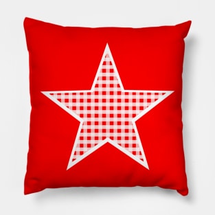 Red and White Gingham Star Pillow