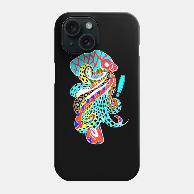 octopus kraken in sweet magical glitch in ecopop pattern mandala Phone Case by jorge_lebeau