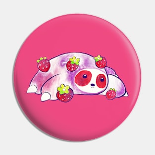 Strawberry Sloth Watercolor Pin