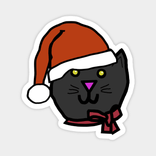 Christmas Santa Hat Cat Face Magnet