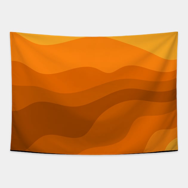 Orange Waves Tapestry by Pattern Art