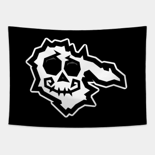 Hornby Island Spooky Skull - Black and White Halloween Vibes - Hornby Island Tapestry