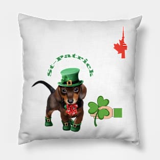 St Patrick Day With A Dog Hat, Cute Dog KlubNocny Pillow