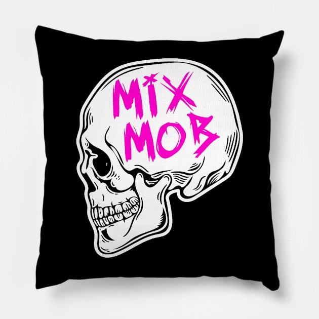 Mix Mob Skull (Pink) Pillow by Mix Mob