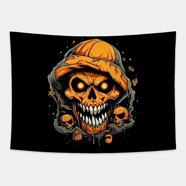 Eerie Halloween Ghoul Art - Spooky Season Delight Tapestry by Captain Peter Designs