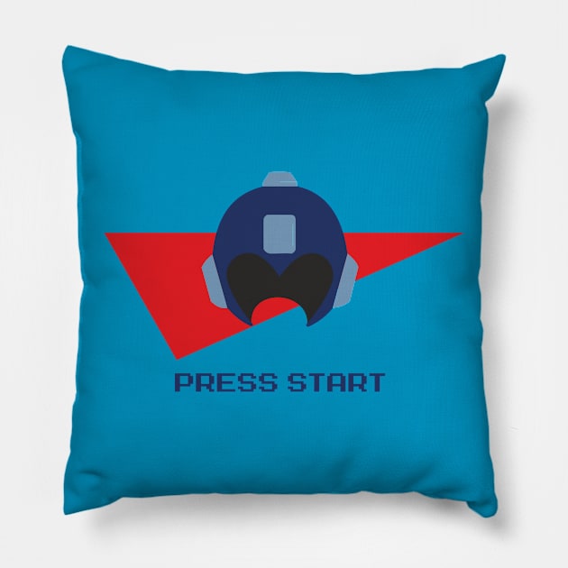 Blue Bomber Start! Pillow by Brokendan