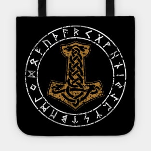 Mjolnir Hammer Of Thor With Runic Circle Tote