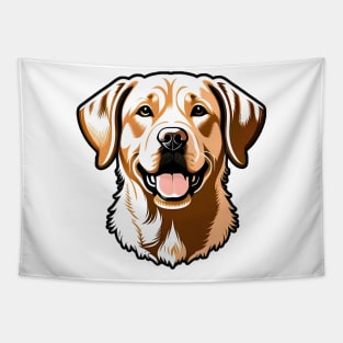 Head golden labrador retriever dog pet portrait cartoon vector illustration Tapestry