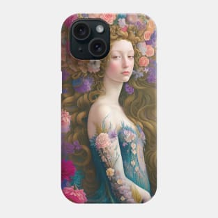 Floral mermaid with yellow eyes Phone Case