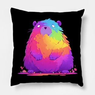 rainbow beaver Pillow