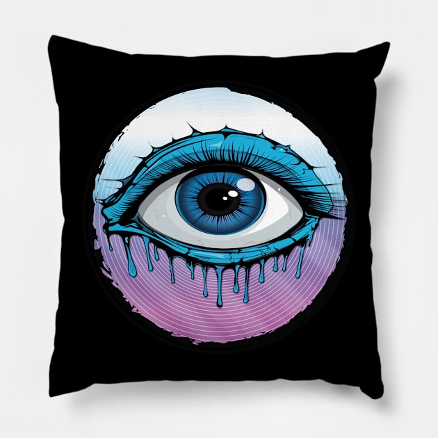 Not So Evil Big Beautiful Blue Eye Pillow by RRMStudios