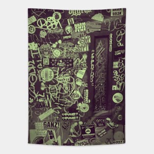 Green Graffiti Sticker Tag NYC Tapestry